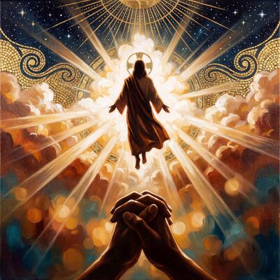 Christ Ascension Ochre Light Canvas Wall Art