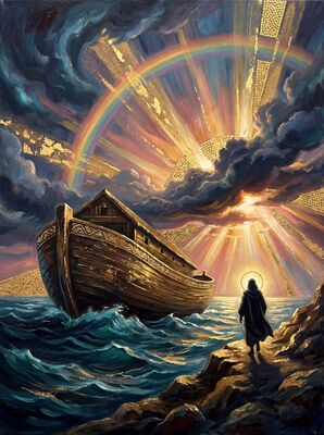 Noah's Ark Teal Storm Canvas Wall Art