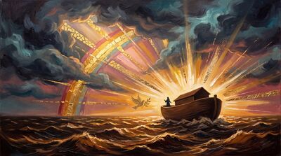 Noah's Ark Ochre Seas Canvas Painting