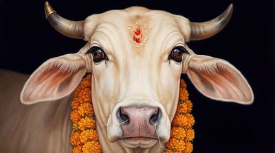 Sacred Cow Face Close Up Devotion Canvas Wall Art