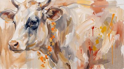 Abstract Sacred Cow Modern Art Canvas Painting