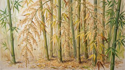 Nine Bamboo Rare Flowering Oil Painting Canvas Wall Art