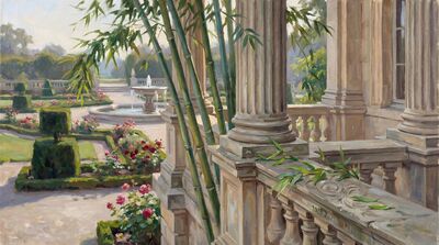 Five Bamboo Temple Garden Oil Painting Canvas Wall Art