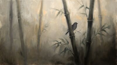 Five Bamboo Morning Fog Tonalist Oil Painting Canvas Wall Art