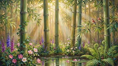 Bamboo Enchanted Grove Canvas Painting
