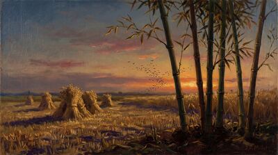Bamboo Twilight Fields Canvas Wall Art