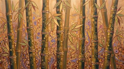 Bamboo Golden Mosaic Klimt Canvas Wall Art