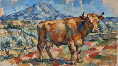 Sacred Cow Geometric Landscape Canvas Wall Art