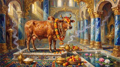 Sacred Cow Jeweled Temple Canvas Wall Art