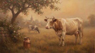 Sacred Cow Pastoral Abundance Canvas Wall Art