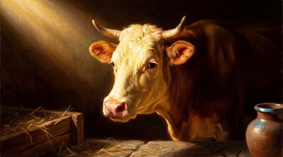Sacred Cow Divine Light Stable Canvas Wall Art