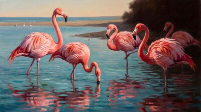 American Flamingo Flock Canvas Painting