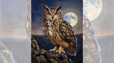 Eagle Owl at Moonrise Canvas Wall Art