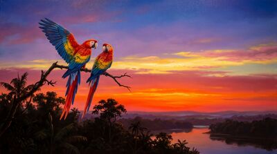 Scarlet Macaw Tropical Canopy Canvas Wall Art
