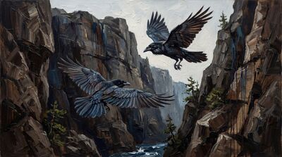 Ravens Mountain Gorge Canvas Painting
