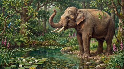Majestic Elephant Enchanted Forest Pool Canvas Wall Art