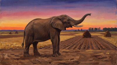 Elephant Rural Twilight Canvas Wall Art