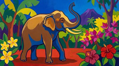 Sacred Elephant Tropical Paradise Canvas Wall Art