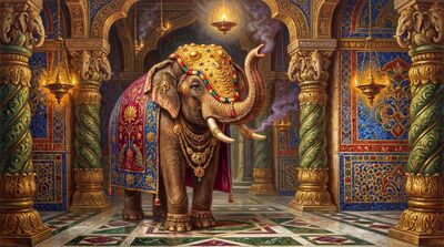 Jeweled Temple Elephant Canvas Wall Art