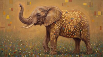Elephant Golden Ornamental Klimt Style Canvas Wall Art
