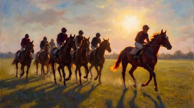 Seven Horses Backlit Canvas Wall Art