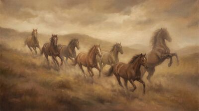 Seven Horses Baroque Energy Canvas Wall Art