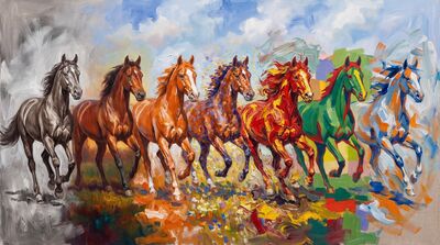 Seven Horses Multi-Style Canvas Wall Art