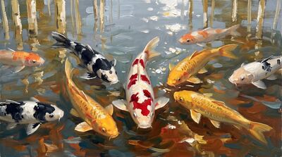 Koi Fish Water Study Canvas Wall Art