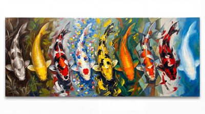 Nine Koi Multi-Style Canvas Wall Art
