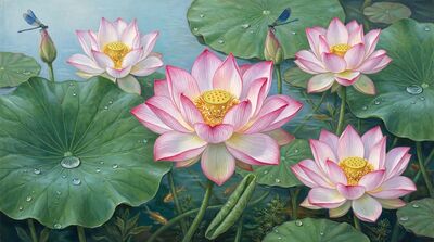 Sacred Lotus Pond Pre-Raphaelite Canvas Wall Art