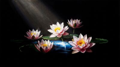 Sacred Lotus Tenebrism Canvas Wall Art