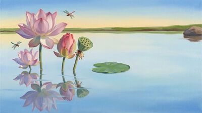 Japanese Aesthetic Lotus Pond Canvas Wall Art
