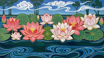 Secessionist Lotus Tapestry Canvas Wall Art