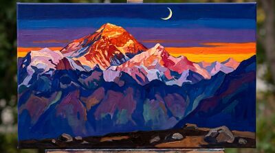 Himalayan Range Evening Sunset Oil Painting Canvas Wall Art