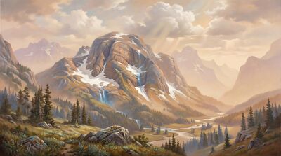 Grand Mountain Panorama Oil Painting Canvas Wall Art