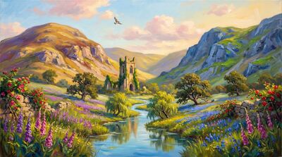 Enchanted Mountain Vale Canvas Painting