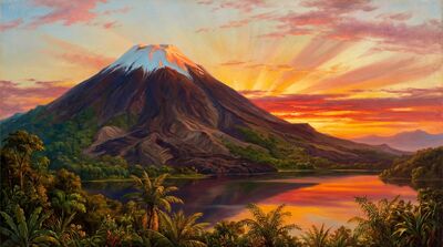 Volcanic Mountain Dawn Canvas Wall Art