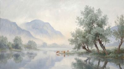 Mountain Silver Mist Morning Canvas Painting