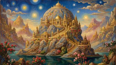 Jeweled Temple Mountain Canvas Wall Art