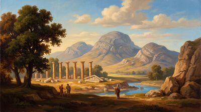 Mountain Arcadian Landscape Canvas Painting