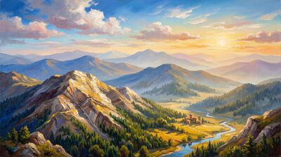 Infinite Mountain Panorama Canvas Painting