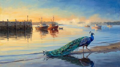 Peacock Harbor Dawn Canvas Painting