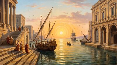 Harbour Dawn Embarkation Oil Painting Canvas Wall Art