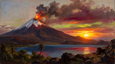 Volcanic Sunrise Cotopaxi Oil Painting Canvas Wall Art