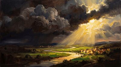 Dramatic Dawn Sunrise Canvas Painting
