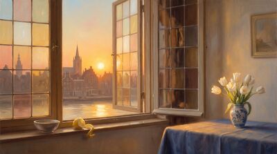 Sunrise Window View Canvas Wall Art
