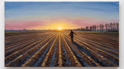 Agricultural Fields Sunrise Canvas Wall Art