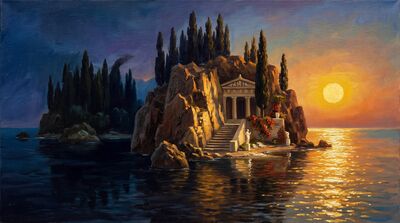 Mythic Island Sunrise Canvas Painting