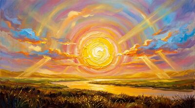 Sacred Golden Dawn Transcendent Sunrise Canvas Painting