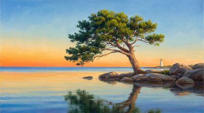 Coastal Pine at Dawn Canvas Painting